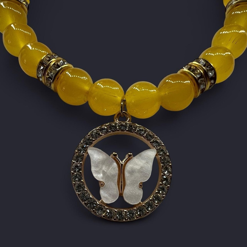 Golden Sunset Yellow Handmade Beaded Butterfly Bracelet